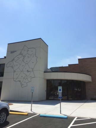 Map of Hunterdon County and new cement sidewalk